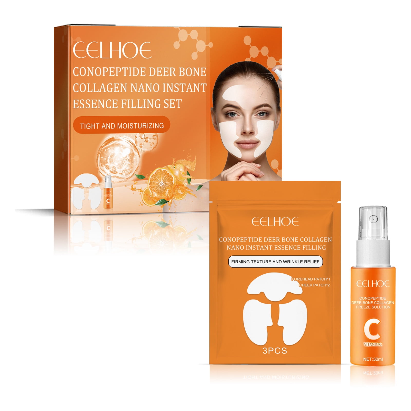 Peptide Collagen Essence Set, Cheek Paste Forehead Paste Fixative
