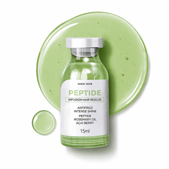 Magic Sleek Peptide Infusion - Hair Rescue | 6 Pack | Antifrizz Intense Shine | Rosemary Oil | Aa Berry | Salon Results at Home | Color Protection | Root Repair | Softens & Strengthens Hair