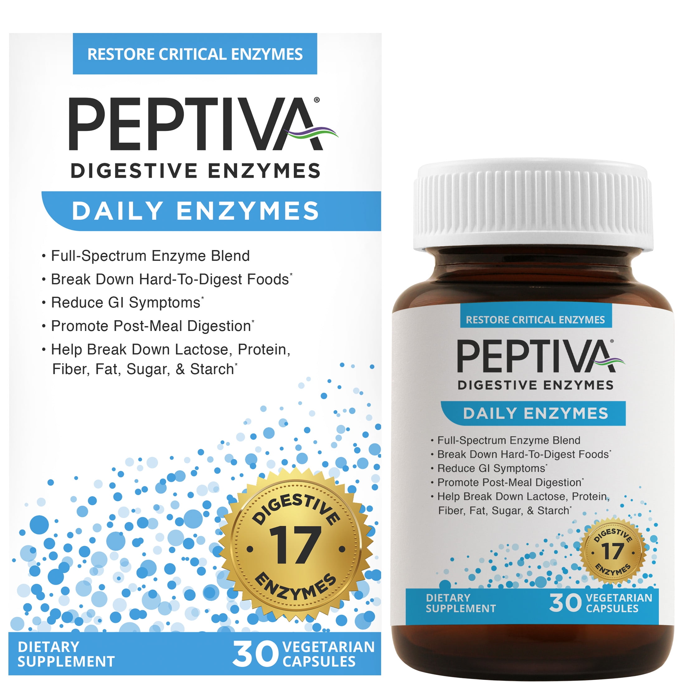 Peptiva Daily Digestive Enzymes, FullSpectrum, Helps with Bloating and