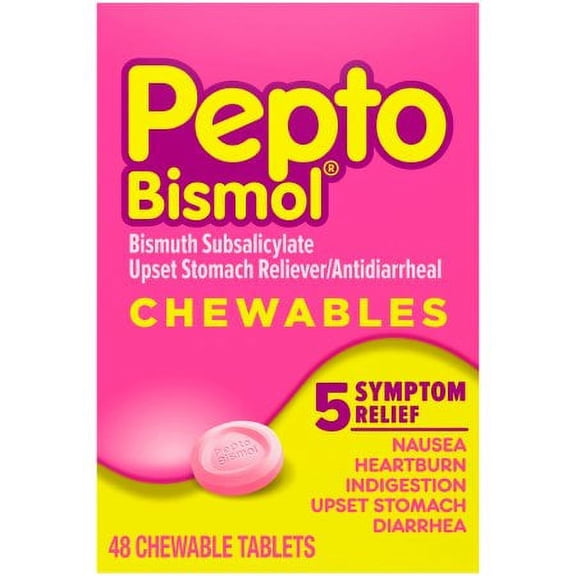 Pepto-Bismol 5 Symptom Digestive Relief Chewable Tablets 48ct
