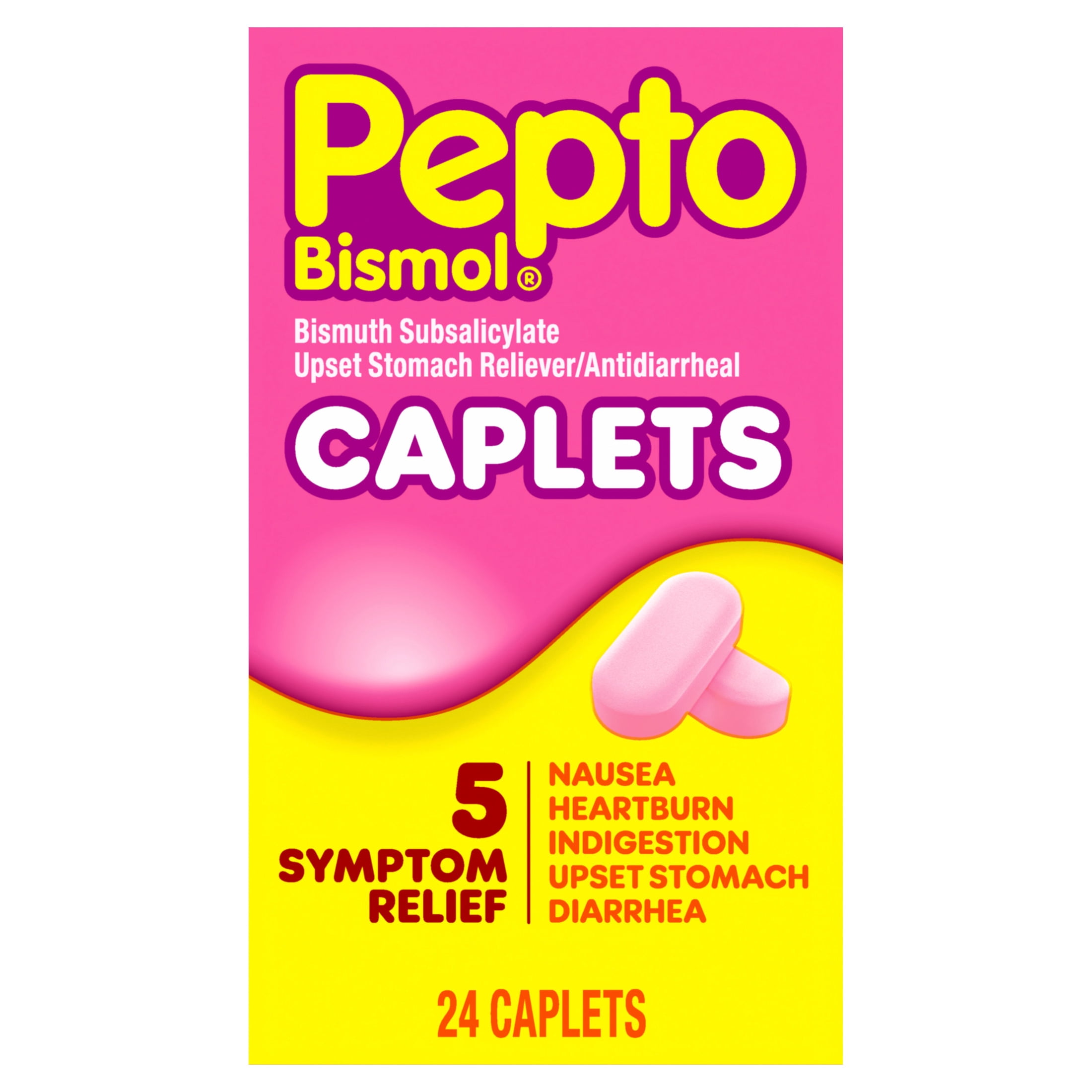 Pepto Bismol Caplets, Upset Stomach Relief, Stomach Relief, Anti-Diarrheal, 24 Count