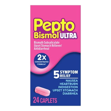 Pepto Bismol Caplets Ultra, Indigestion and Anti-Diarrhea Stomach Relief, 24 Count
