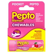 Pepto Bismol Chewable Tablets, Upset Stomach Relief, Anti Diarrheal, Cherry, 24 Count
