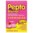 thumbnail interactive-video image 1 of Pepto Bismol Chewable Tablets, Indigestion and Anti-Diarrhea Stomach Relief, Cherry, 30 Count, 1 of 10