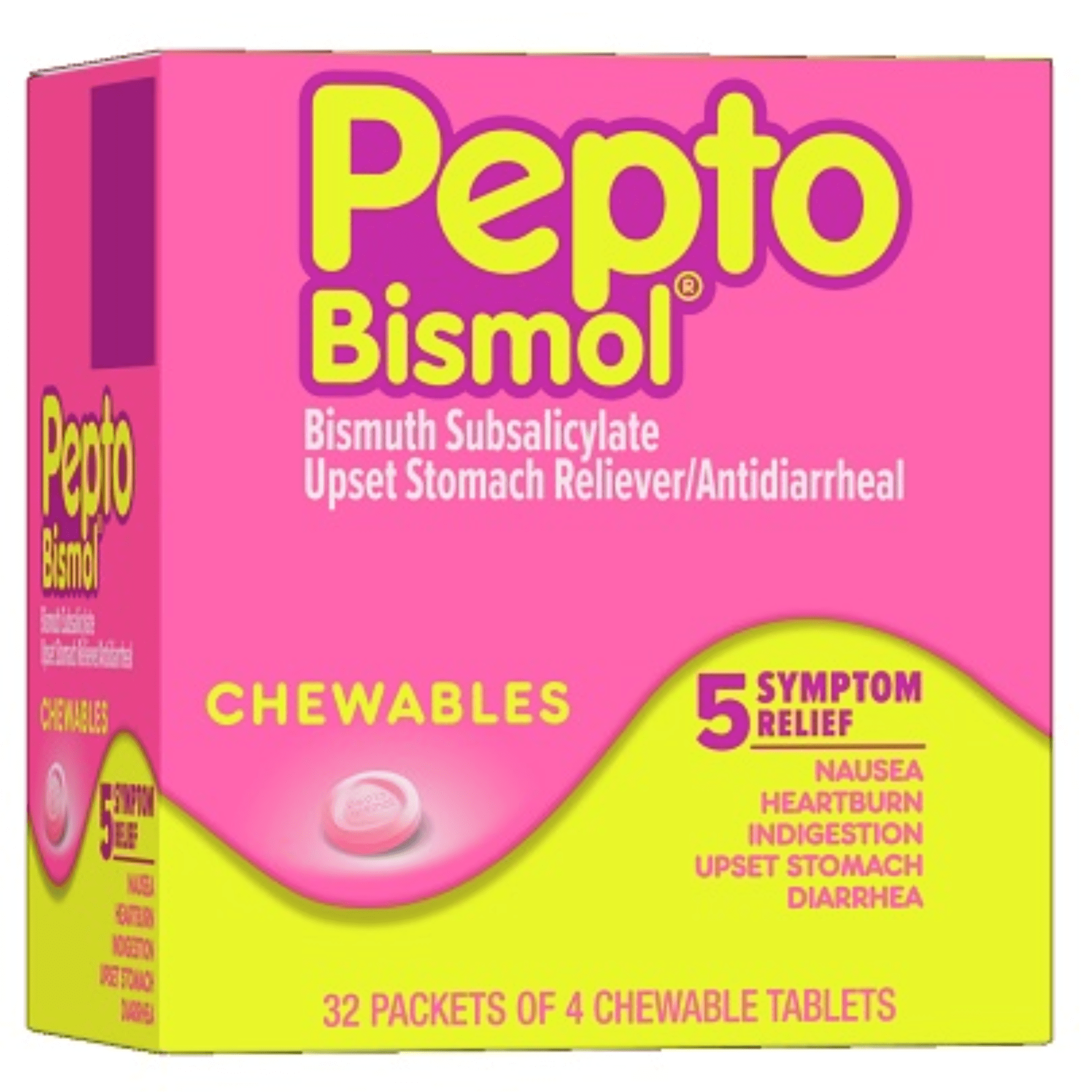 Pepto Bismol Chewables, Upset Stomach Relief, Bismuth Subsalicylate