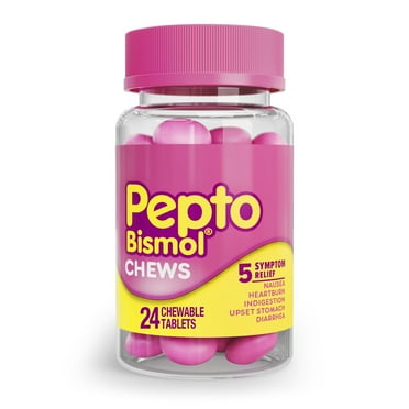 Pepto Bismol Chews, Chewable Indigestion and Anti-Diarrhea Stomach Relief, Original, 24 Count