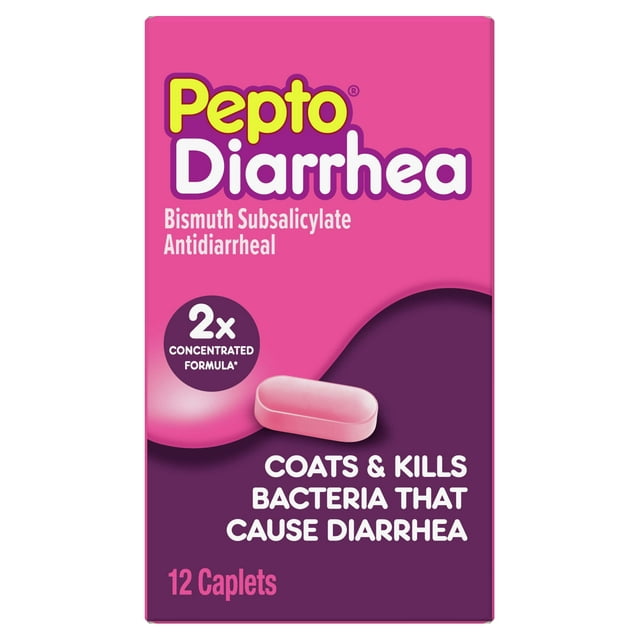 Pepto Bismol Diarrhea Caplets, Fast Anti Diarrhea Relief, over-the-Counter Medicine, 12 Caplets
