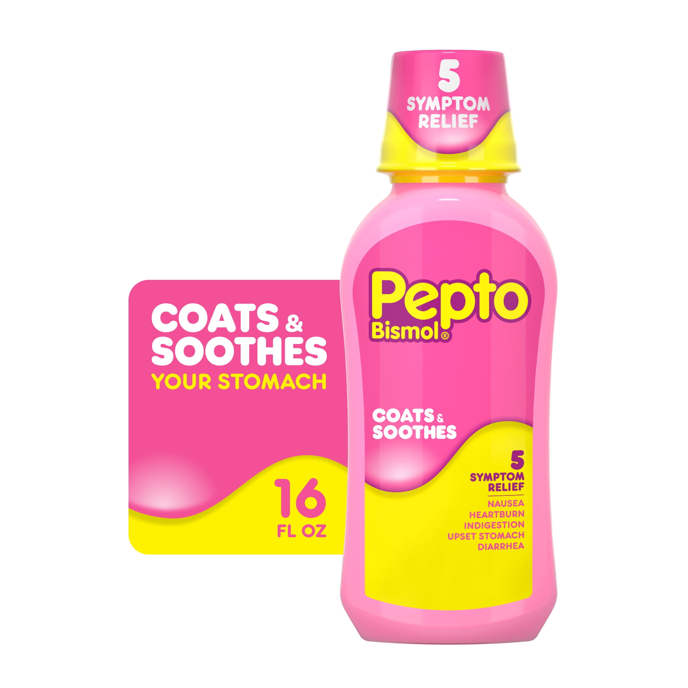 Pepto Bismol Liquid, Upset Stomach Relief, Stomach Relief, Anti-Diarrheal, 16 Fl oz