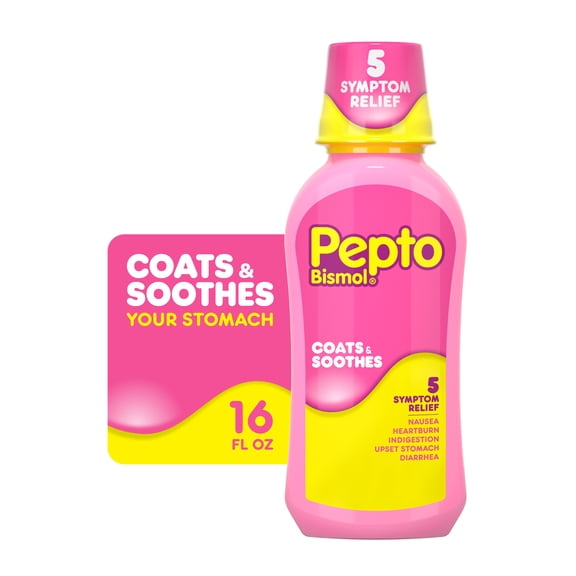 Pepto Bismol Liquid, Upset Stomach Relief, Stomach Relief, Anti-Diarrheal, 16 Fl oz