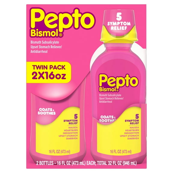 Pepto Bismol Liquid, Indigestion and Anti-Diarrhea Stomach Relief, Original, 2x16 Fl oz
