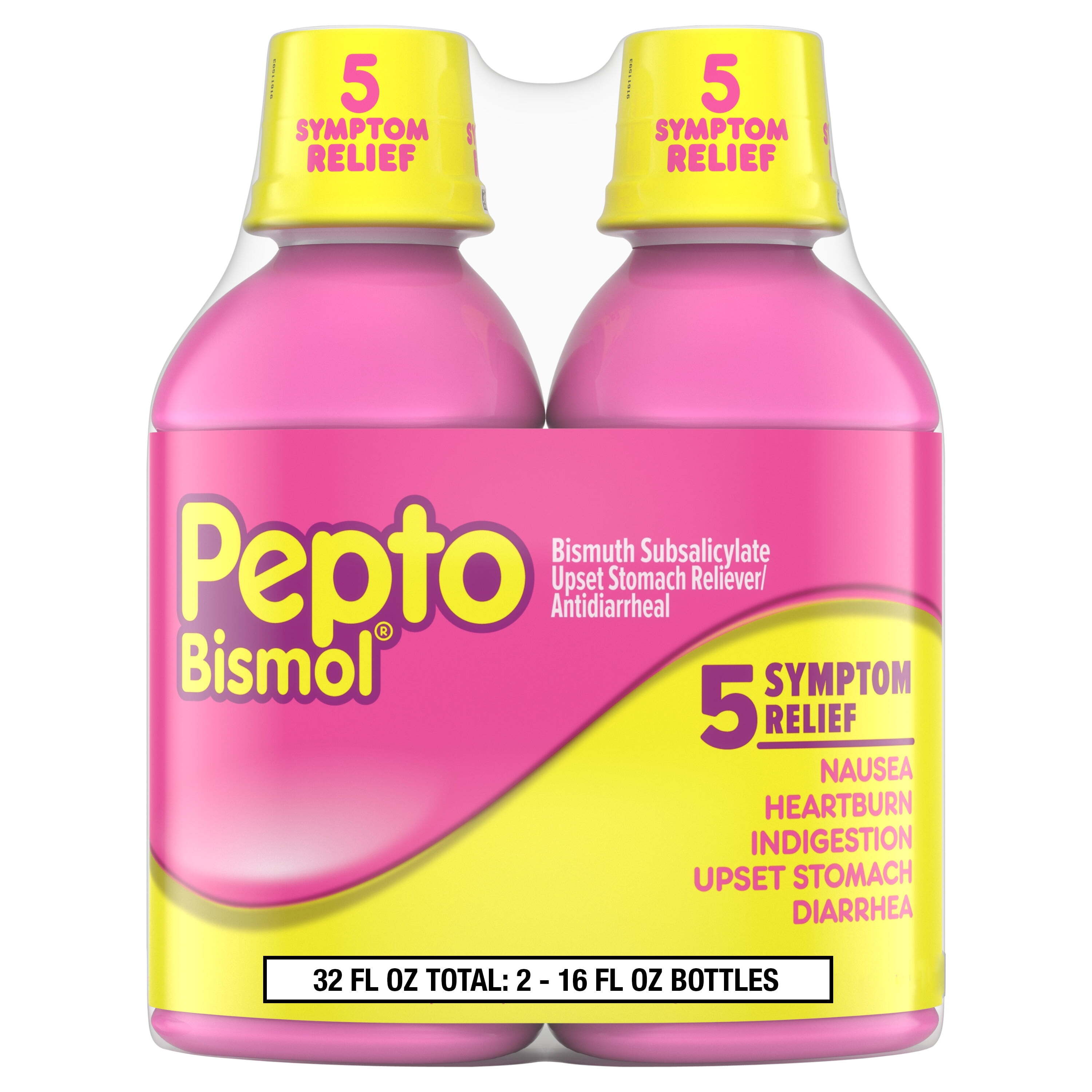 Pepto Bismol Liquid, Upset Stomach & Diarrhea Relief, over-the-Counter Medicine, 2x16 fl oz - image 1 of 9