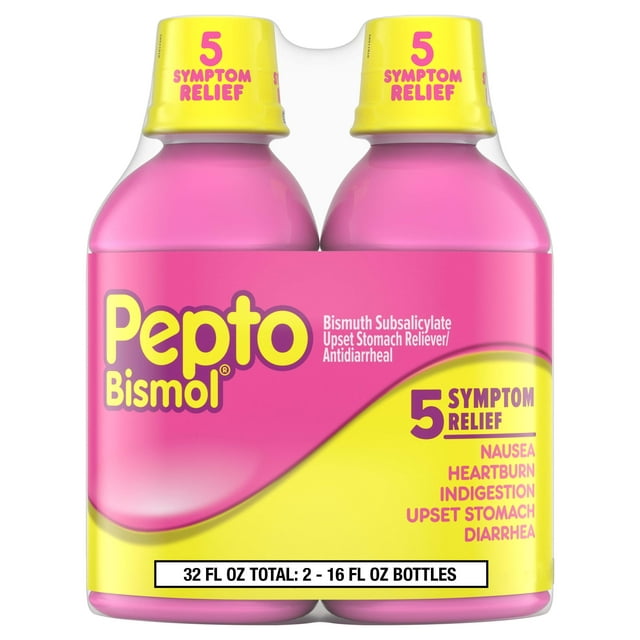 Pepto Bismol Liquid, Upset Stomach & Diarrhea Relief, over-the-Counter Medicine, 2x16 fl oz