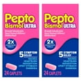 thumbnail image 1 of Pepto Bismol ULTRA Caplets, Fast 5-Symptom Upset Stomach Relief, 48 Ct (2x24 Ct), 1 of 11