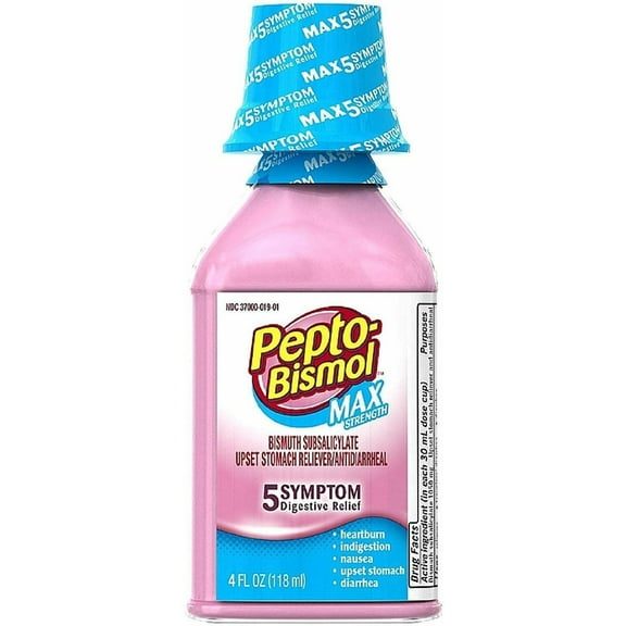 Pepto Bismol Max Strength Upset Stomach Reliever 5 Symptom, 4 oz