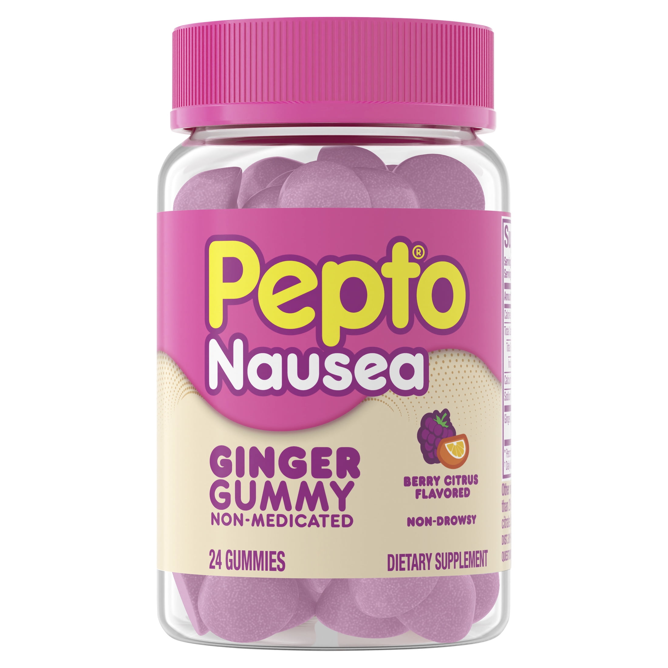 Pepto Nausea Non-Medicated Ginger Gummy, Helps Prevent Occasional Nausea* - 24ct.