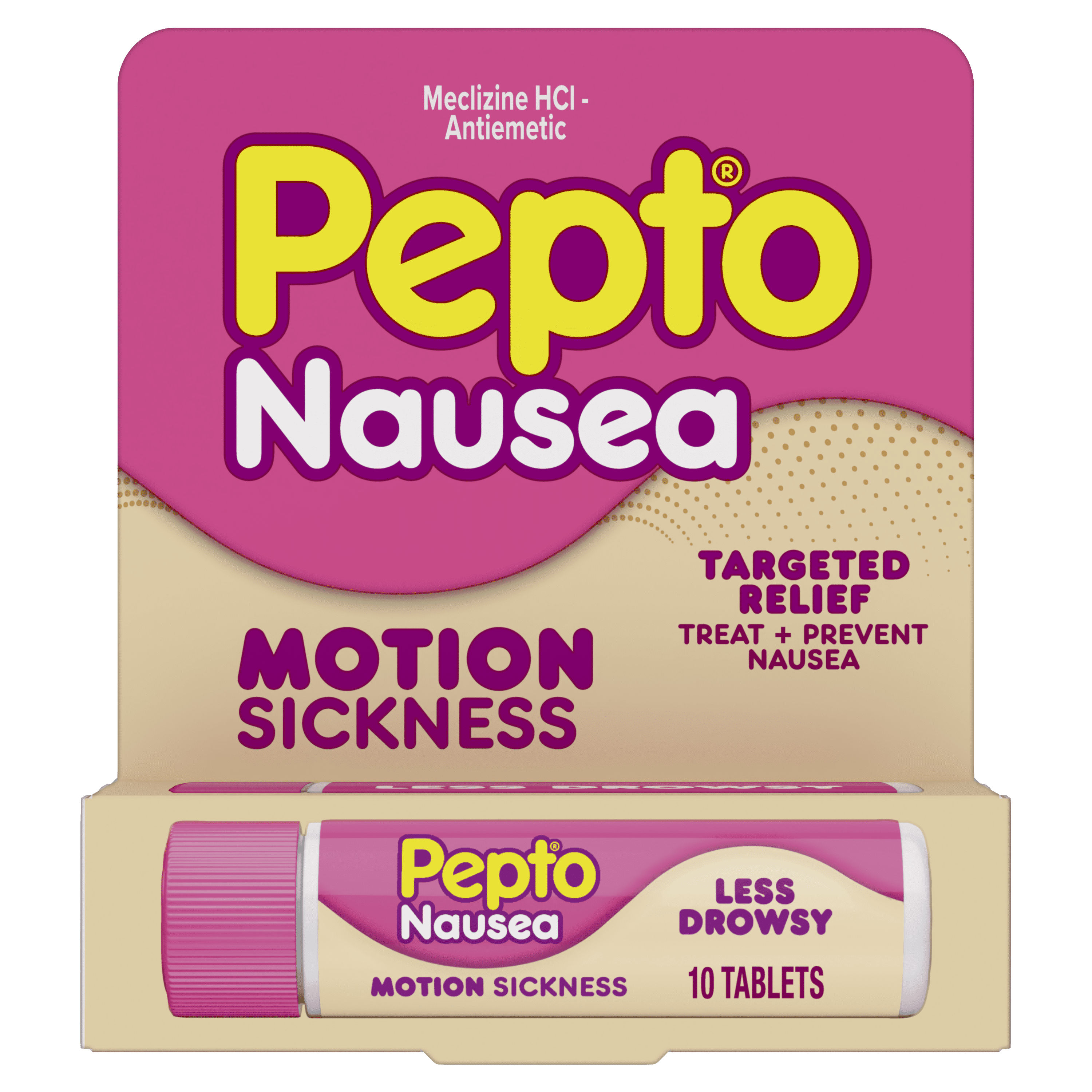 Pepto Bismol Nausea Tablets for Motion Sickness & Nausea Relief, 10 Count
