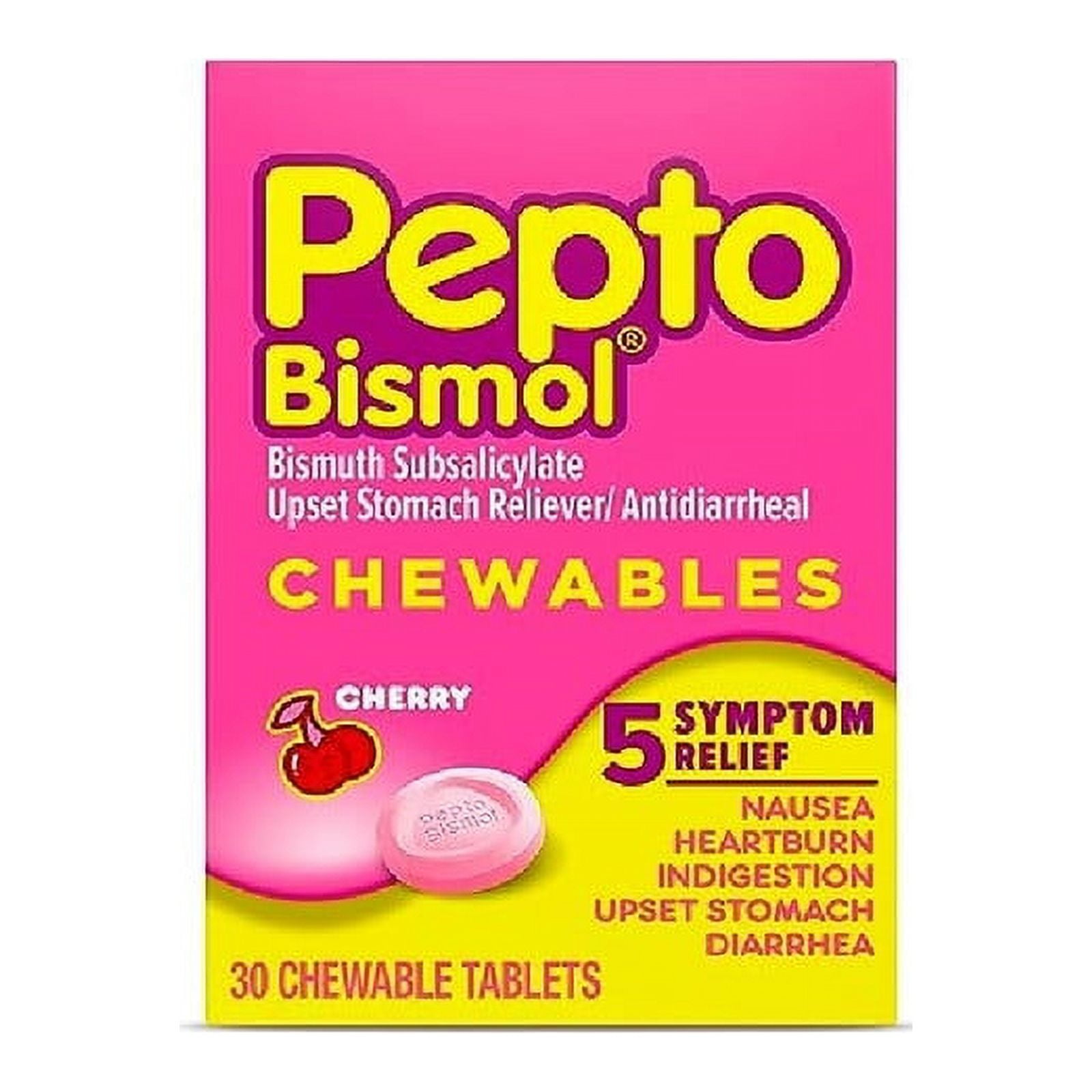 Pepto Bismol Cherry 30 Chewable Tablets - 3 Pack