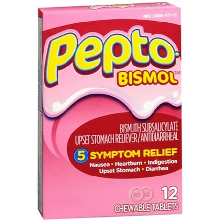 Pepto-Bismol Tablets Original 12 Each (Pack of 6)