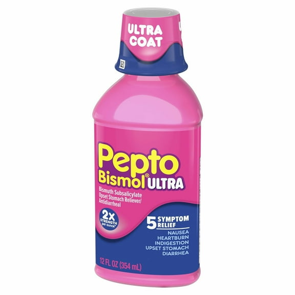 Pepto Bismol Ultra Liquid Stomach Constipation Relief, 12oz, 5-Pack