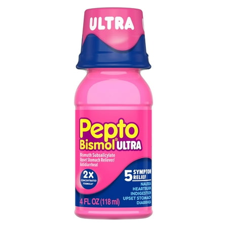 Pepto Bismol Ultra Liquid, Upset Stomach & Diarrhea Relief, Over-the-Counter Medicine, 4 Oz