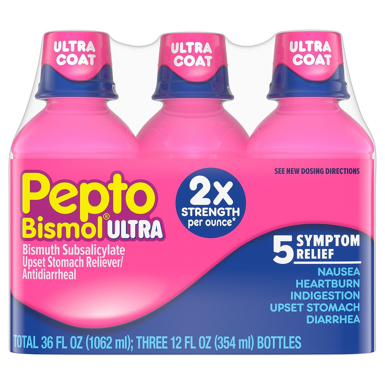 Pepto Bismol Ultra Strength Liquid, Original, 12 Fl Oz, 3 Ct - image 1 of 2