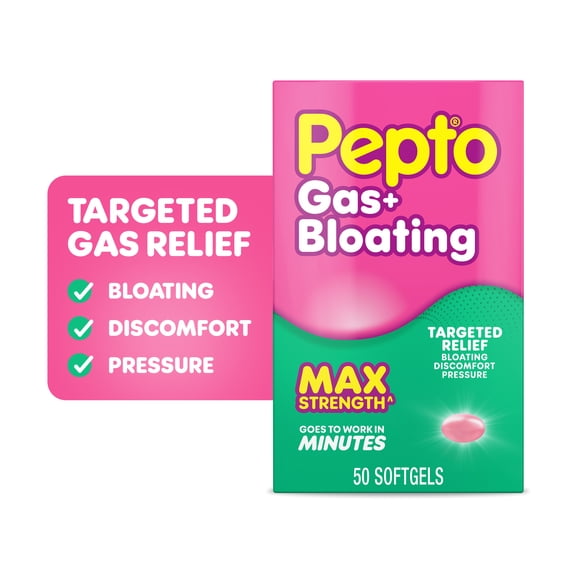 Pepto Gas + Bloating, Gas Relief, Simethicone 250 Mg Softgels, 50 Count