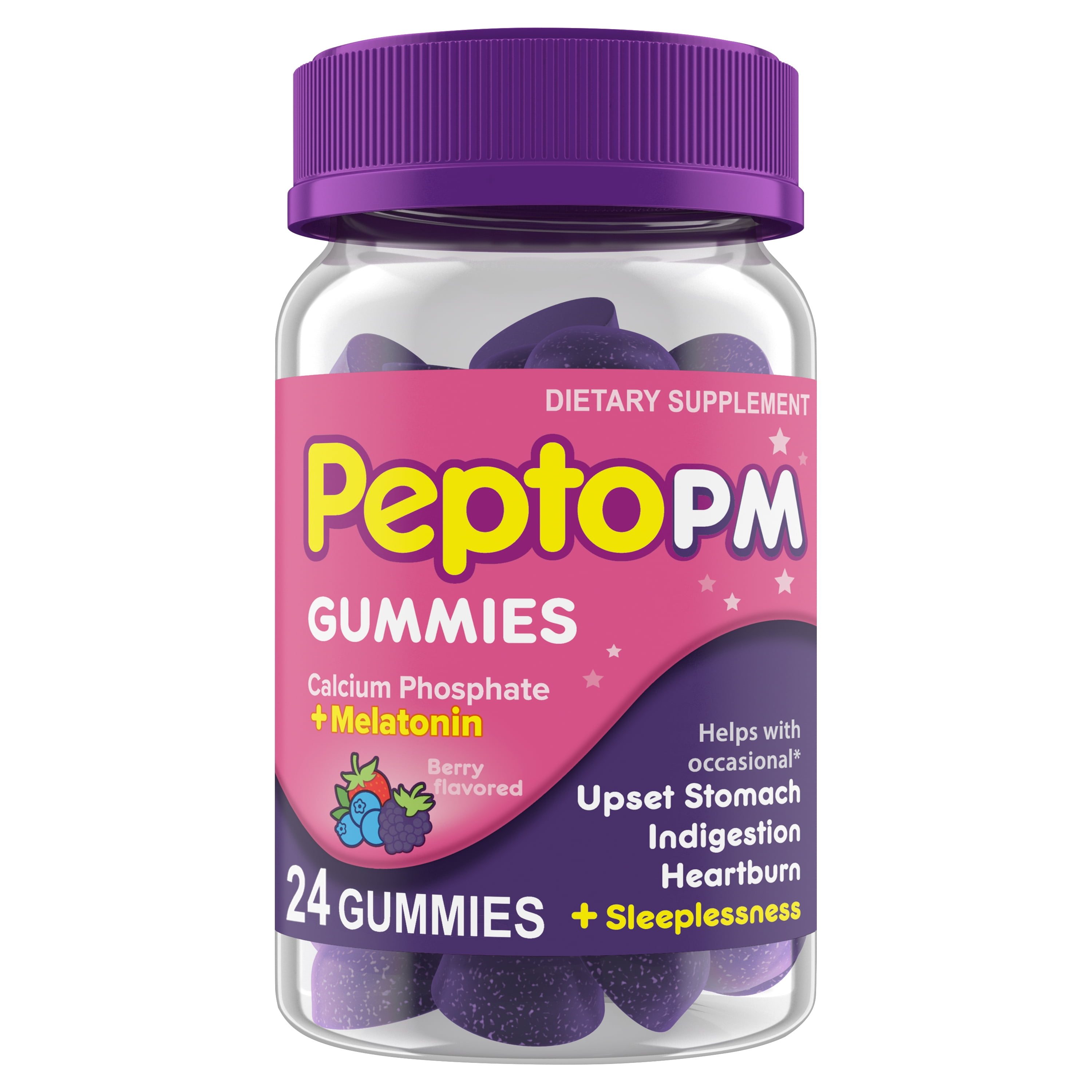 Pepto PM Gummies, Upset Stomach Relief with Sleep Support, Overthe