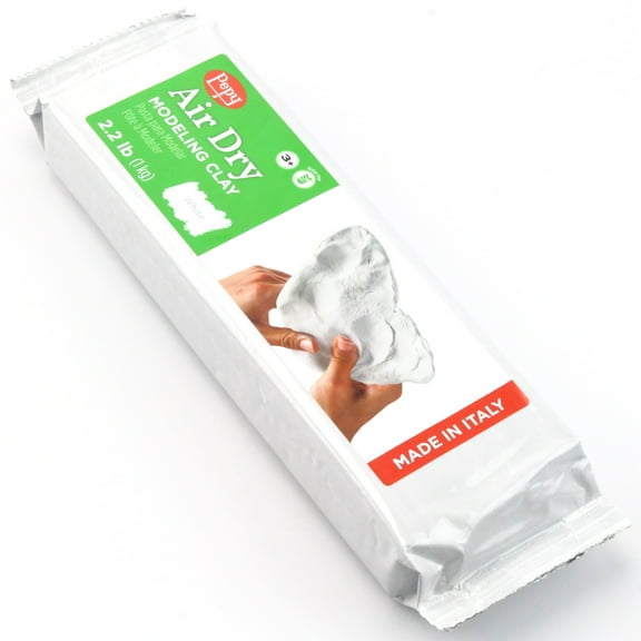 Pepy Premium European Air Dry Modeling Clay White 2.2 lb Bar, Easy to Use Air-Hardening and Non-Staining Clay for Sculpting and Crafts Projects