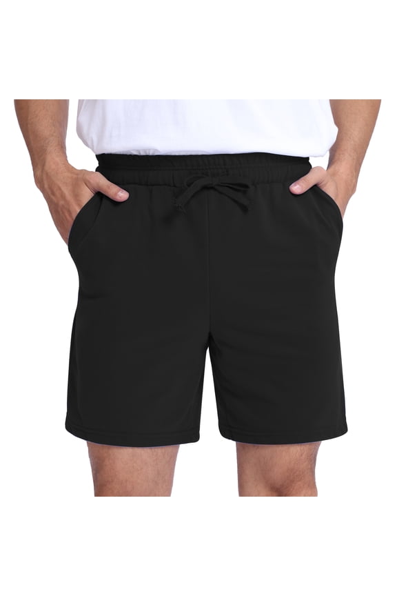 Men’s Athletic Shorts – 100% Cotton, Lightweight & Soft with Pockets, Black, S-XXL