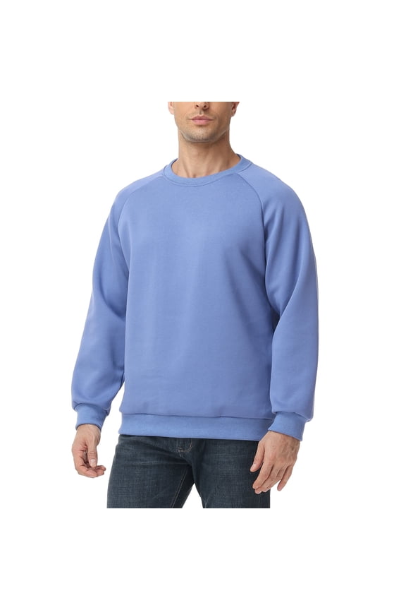 Men’s Pullover Sweatshirt – 100% Cotton Double-Knit Crewneck, Solid Long Sleeve Top,Sizes: S-XXL