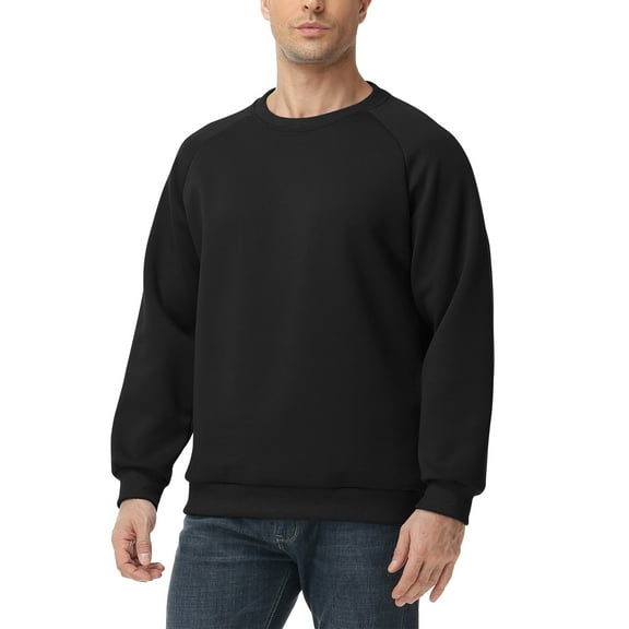 Pepypepy Men’s Pullover Sweatshirt – 100% Cotton Double-Knit Crewneck, Solid Long Sleeve Top，Sizes: S-XXL
