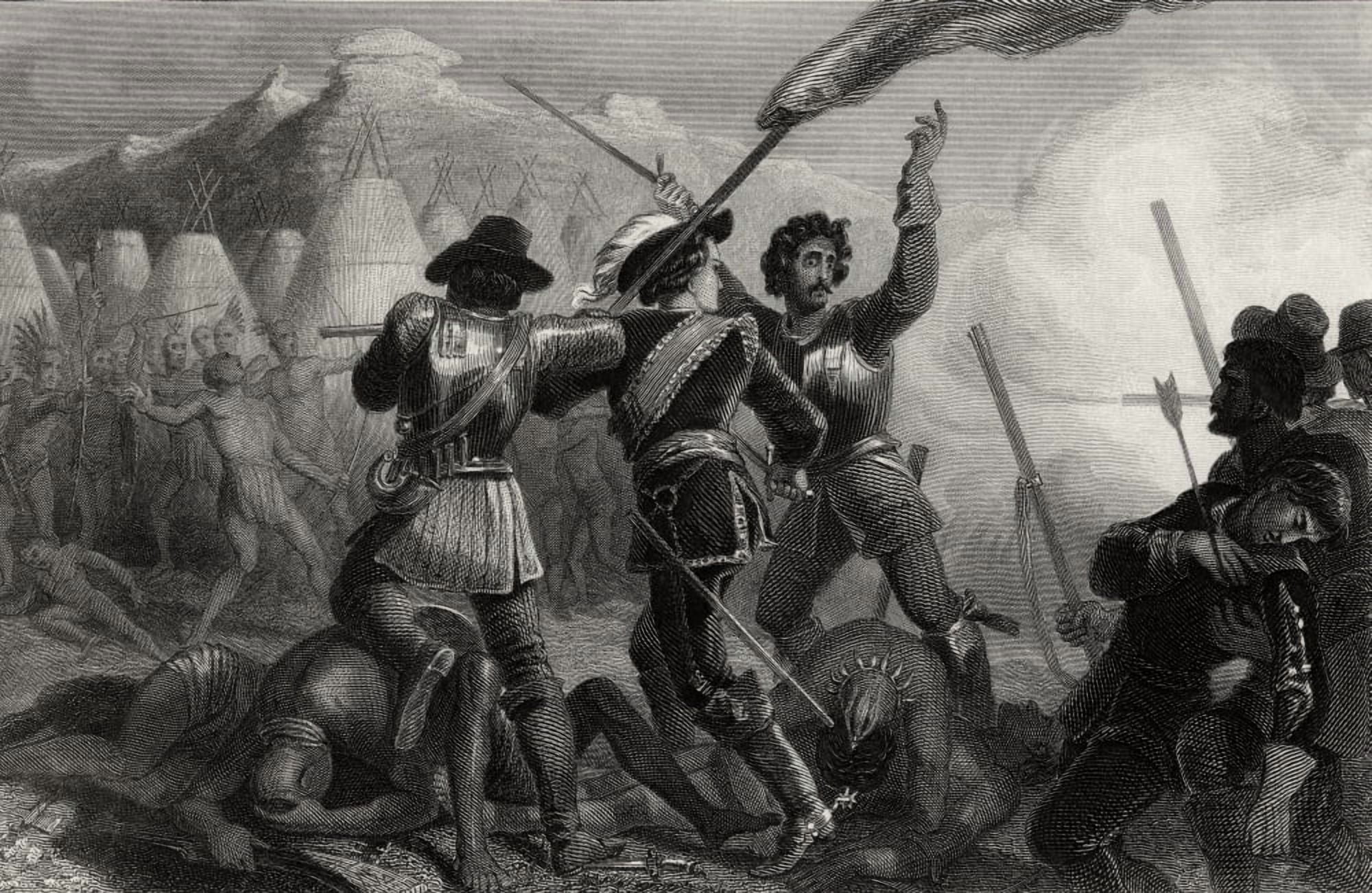 The Pequod War 1637 Connecticut Usa From A 19Th Century Print Engraved By J C Armytage After E H Corbould Canvas Art - Ken Welsh  Design Pics (18 x 11)
