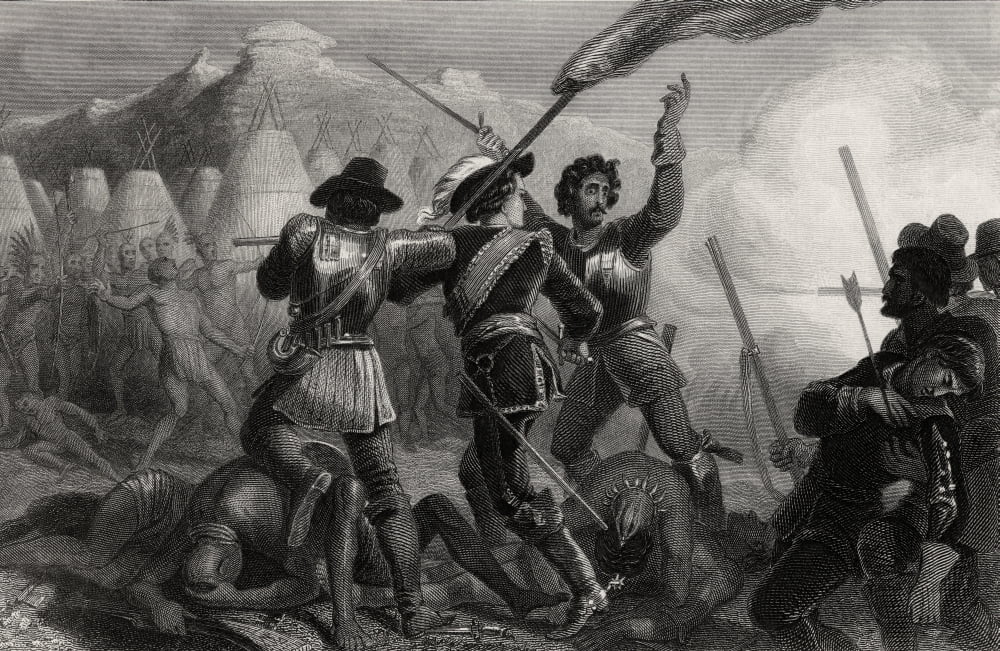The Pequod War 1637 Connecticut Usa From A 19Th Century Print Engraved By J C Armytage After E H Corbould Canvas Art - Ken Welsh  Design Pics (36 x 22)