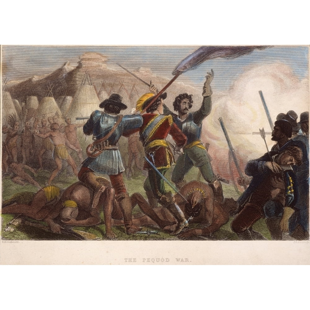 Pequot Massacre 1637. Nthe Destruction Of The Pequots And Their Fort