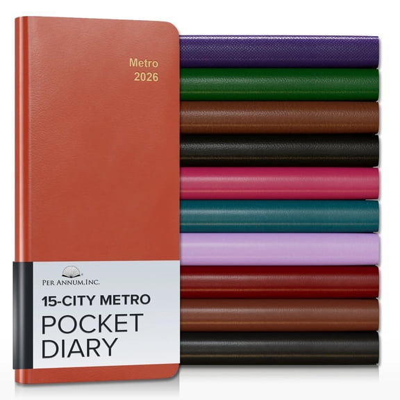 Per Annum Metro City Diary Planner 2026 - Hudson Orange - 7x3.25"