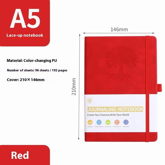 Per Se Lined Journal Notebook, 192 Pages, A5, 80GSM Thick Paper, Journals for Writing, Hardcover Notebooks for Women Men Red
