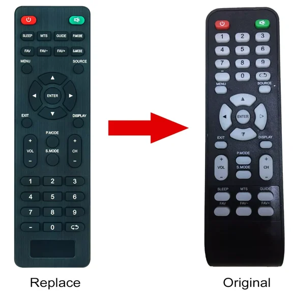 PerFascin Universal Replace Remote Control Fits for Curtis TV LED2440A LED1930A LCD2687A LED1916A