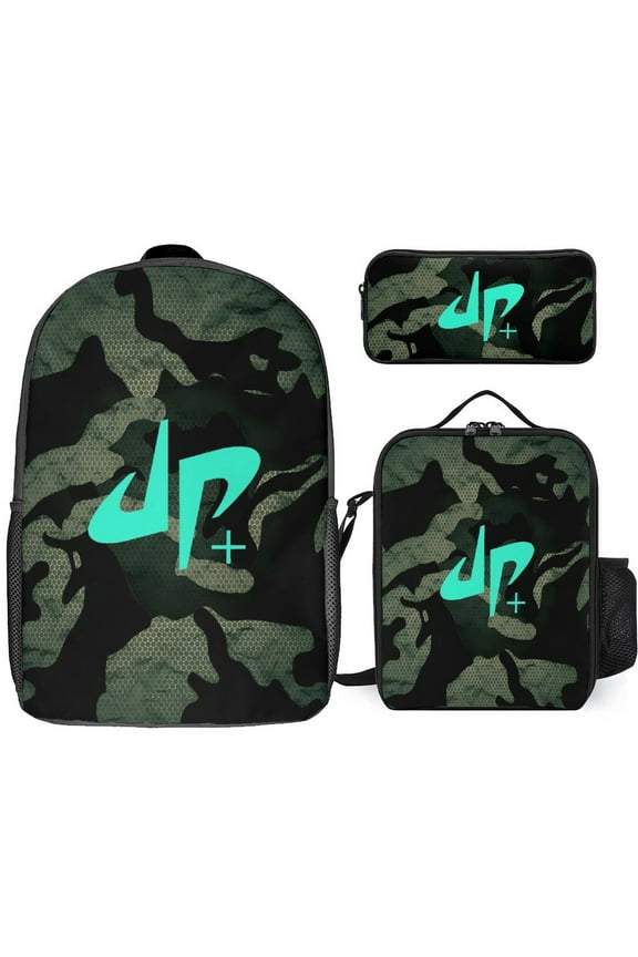 PerFect-Dude 3Pcs Backpack Set, 17 Inch Large Capacity Unisex Daypack Lightweight Travel Bag with Lunch Box And Pencil Case