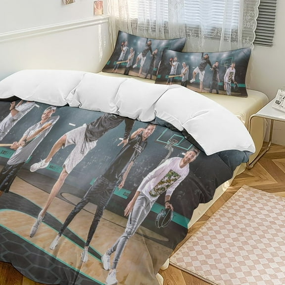 PerFect Dude Bedding Set Novelty Pattern Soft Microfiber Comforter Set 3 Pieces 1 Duvet Cover 2 Pillow Shams Queen-90"x90"