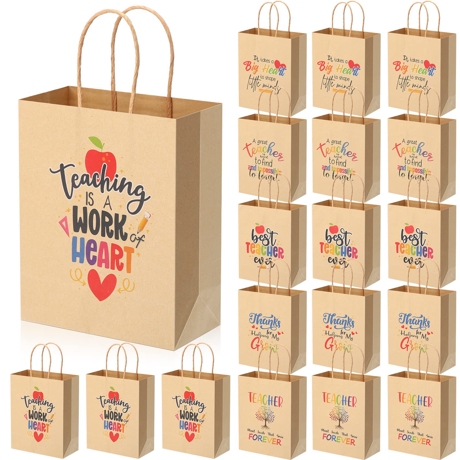 PerKoop 36 Pcs Teacher Appreciation Gift Paper Bag with Handles, Thank ...