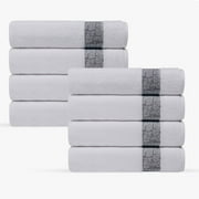 Pera 8 pcs Turkish Hand Towels Set Anthracite