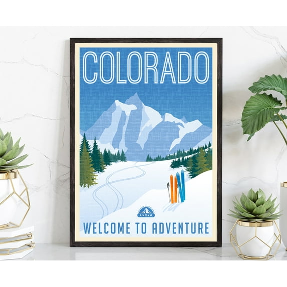 Pera Print Retro Style Travel Poster, Colorado, Vintage Rustic Poster Print, Home Office wall Decoration, Colorado State Map Poster, Unframed Poster Print - 16*24 inches