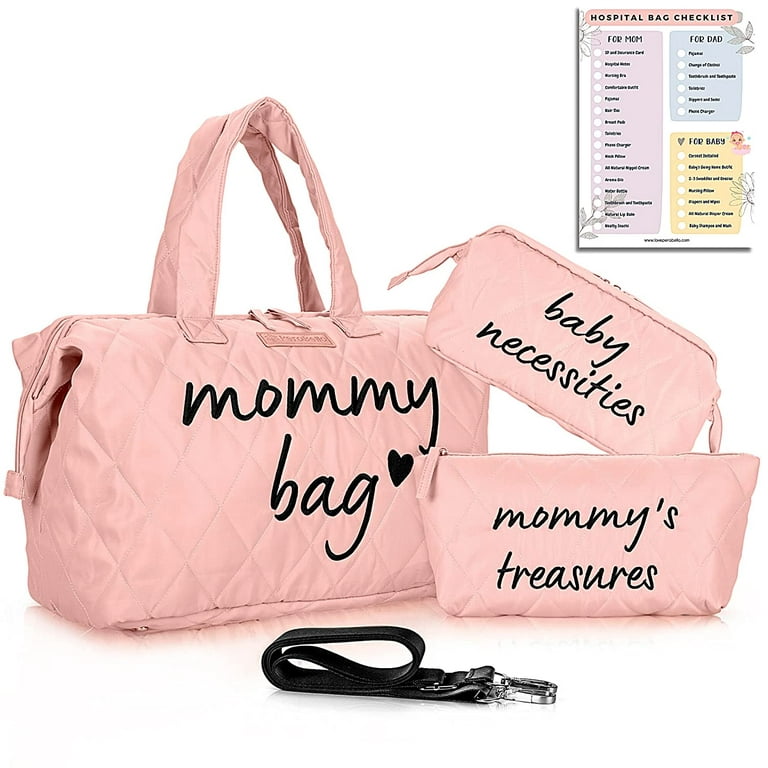PeraBella Mommy Bag for Hospital Labor and Delivery, Diaper Bag Tote,  Maternity Hospital Bag (Pink)