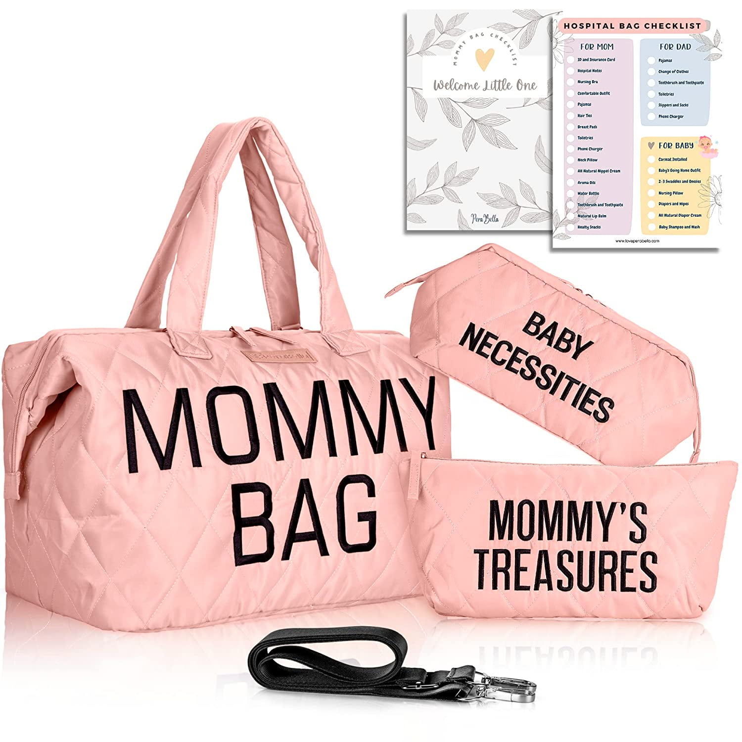 Perabella Mommy Bag for Hospital, Mommy Hospital Bags for Labor and  Delivery, Mommy Bag Tote, (Pink) 