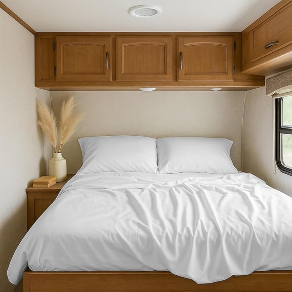 Percale 100% Egyptian Cotton, 700 Thread Count - 4 PC Bedsheet Set - [40" x 80"] RV Bunk Size for RV Bed, Percale White, 8" Extra Deep Pocket, CampingComfort, ComfortOnTheRoad