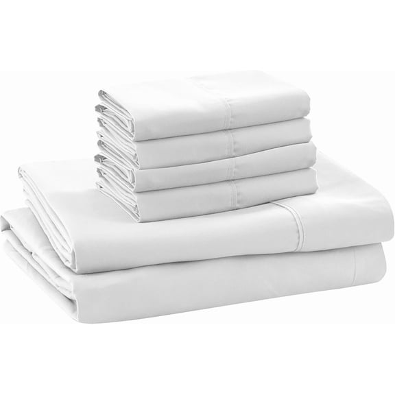 Percale 1000 Thread Count King Size Sheets 100% Egyptian Cotton 6 PC Sheet Set, Crisp & Cool Percale Weave, Fits Upto 24 Inch EXTRA DEEP POCKET - White