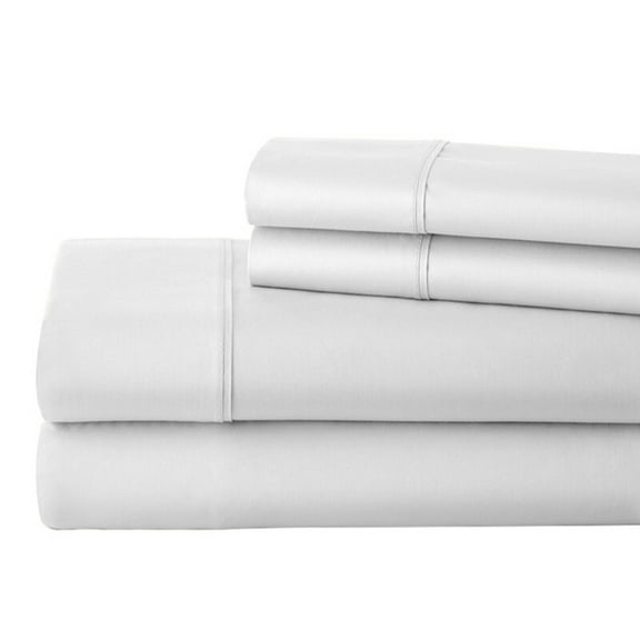 Percale 400 Thread Count Queen Extra Long Size Sheets 100% Egyptian Cotton 4 PC Sheet Set, Crisp & Cool Percale Weave, Fits Upto 28 Inch EXTRA DEEP POCKET - White
