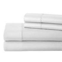Percale 400 Thread Count Twin Size Sheets 100% Egyptian Cotton 4 PC Sheet Set, Crisp & Cool Percale Weave, Fits Upto 12 Inch Deep Pocket Mattress - White