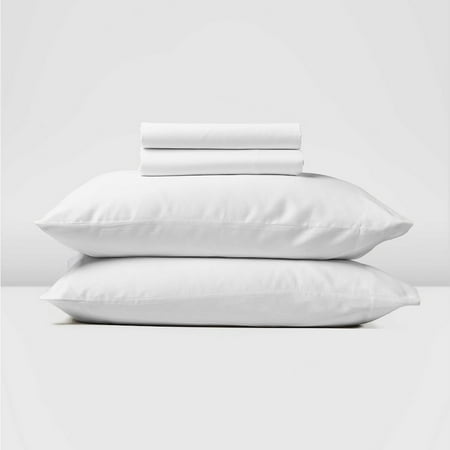 Percale Cotton 300 Thread Count, 100% Egyptian Cotton [4 PC- Full Size, White Color] Bedsheet Sets, Fit Mattress upto 10" Deep Pocket, Soft Breathable Crisp