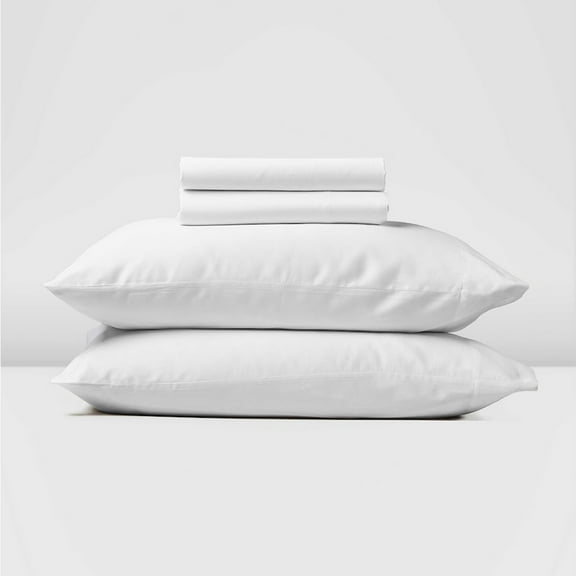 Percale Cotton 800 Thread Count, 100% Egyptian Cotton [4 PC- Short King Size, White Color] Bedsheet Sets, Fit Mattress upto 10" Deep Pocket, Soft Breathable Crisp